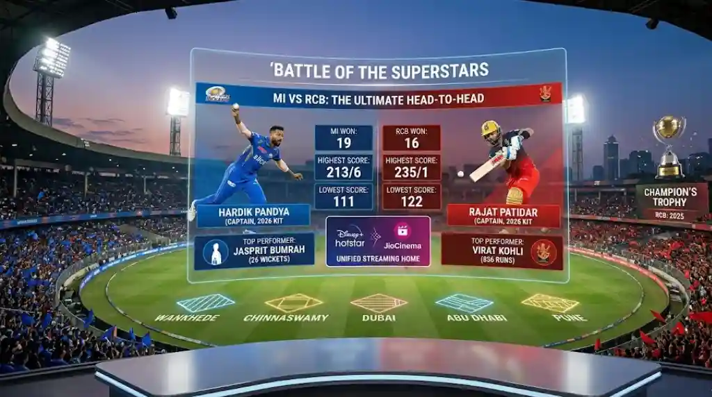 MI vs RCB Head to Head Stats and All-Time Top Performers , Check Stats, Records and Results MI vs RCB Head to Head Stats and All-Time Top Performers , Check Stats, Records and Results