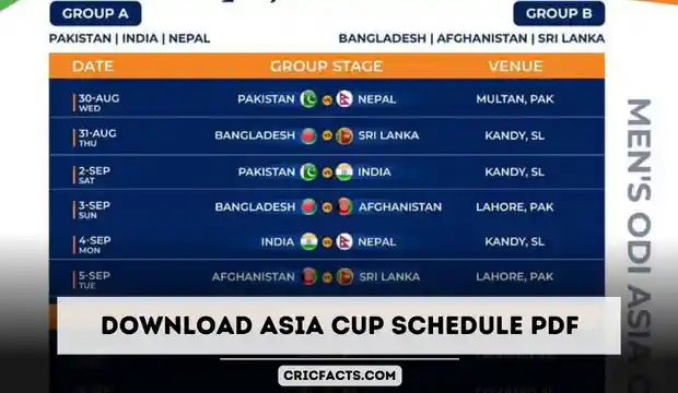 Download Asia Cup 2023 Schedule PDF