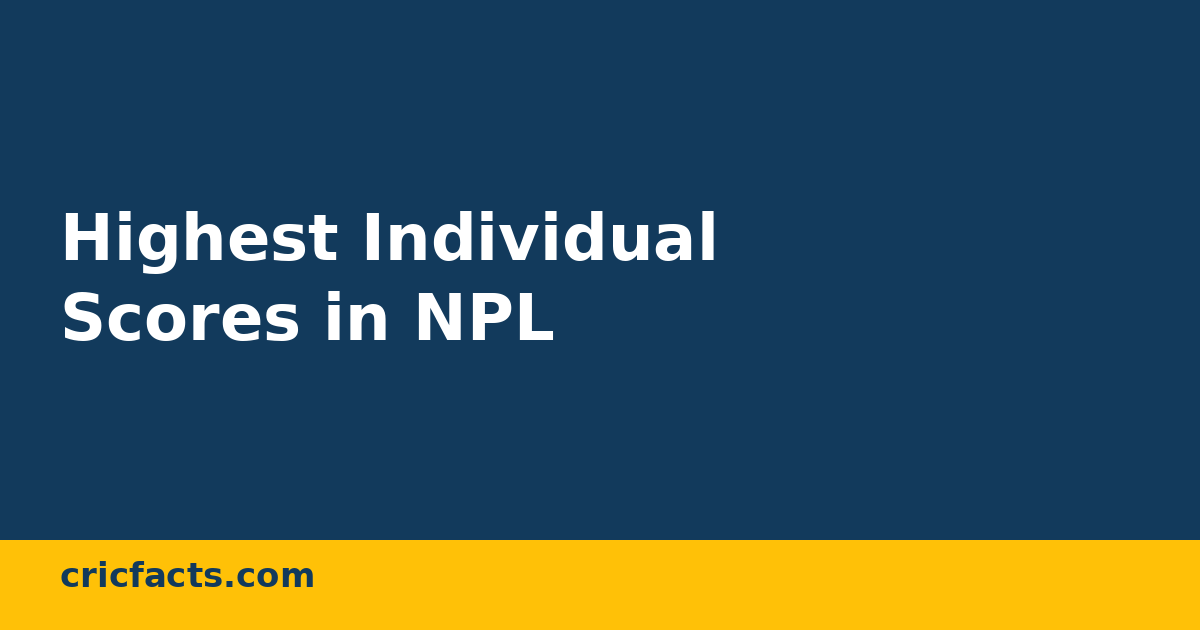 Highest Individual Scores in NPL History: Mark Watt's 114* Leads the Way